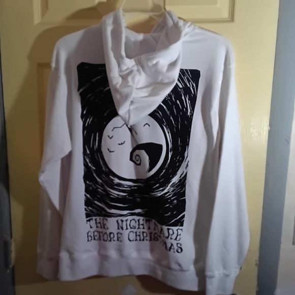 Nightmare Before Christmas White Pullover Hoodie Sweatshirt - Picture 3 of 5